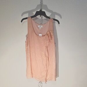 Ann Taylor Ruffled Pink Tank Top Relaxed Fit (1201)